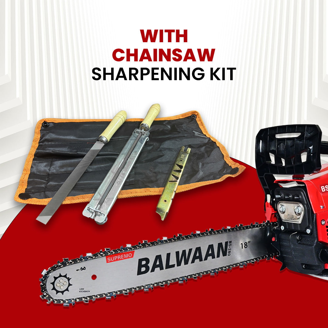 Balwaan Petrol Chainsaw BS-280 18 Inches (Supremo) with Sharpening Kit