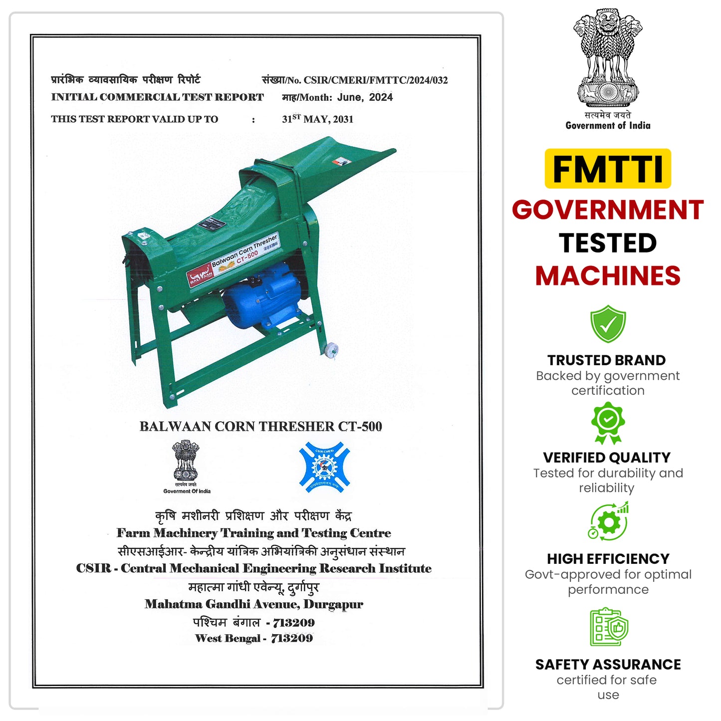 Balwaan Krishi Corn Thresher with1.3 HP High Power Motor | High Yield | Electric Corn Thresher for Agricultural Purposes | Use for Separate Corn Kernels from Cobs and Livestock Breeding| CT-500