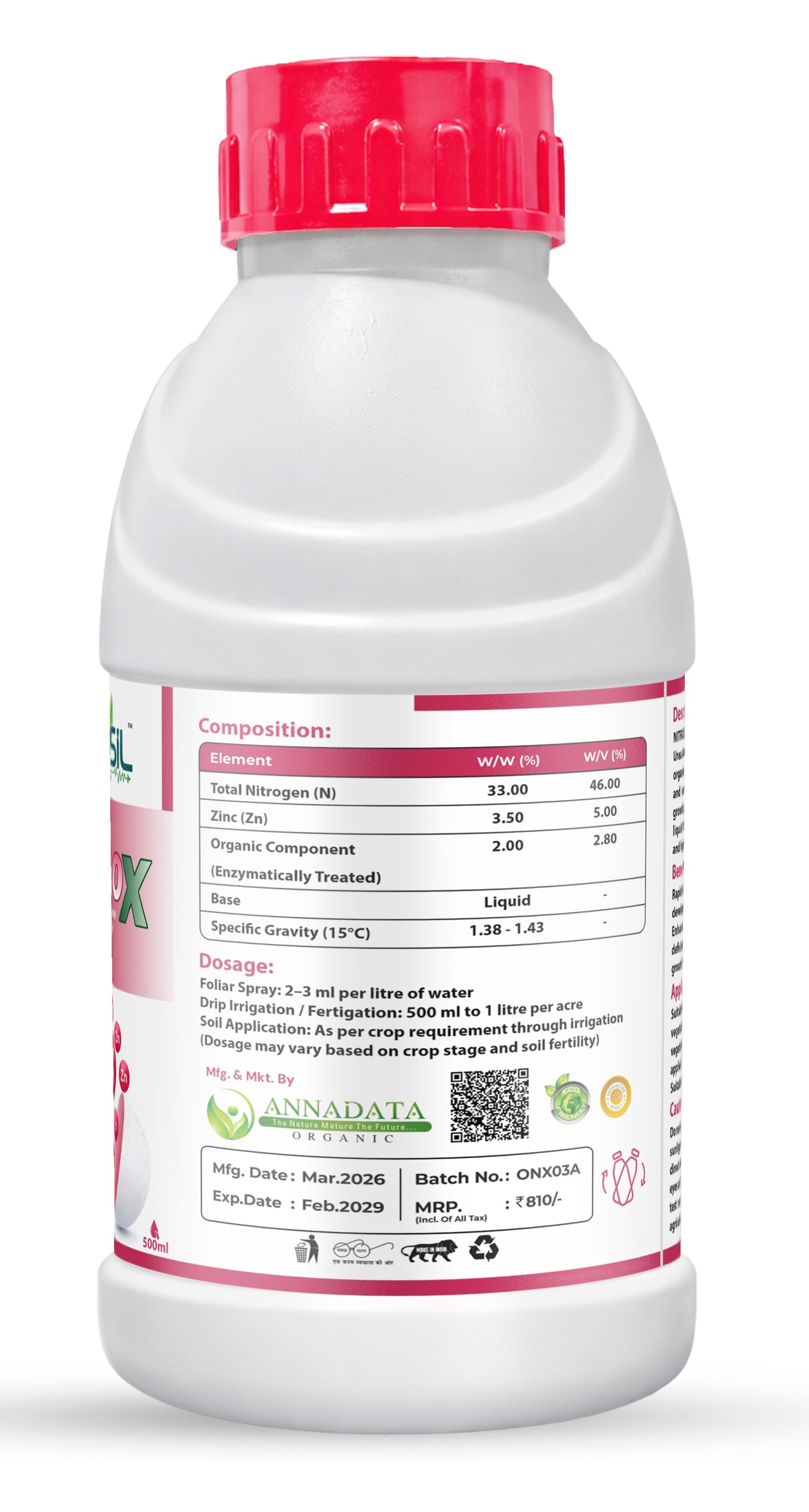 Annadata ORISIL Nitrox Urea Ammonium Nitrate (UAN) with Zinc | Liquid Fertilizer