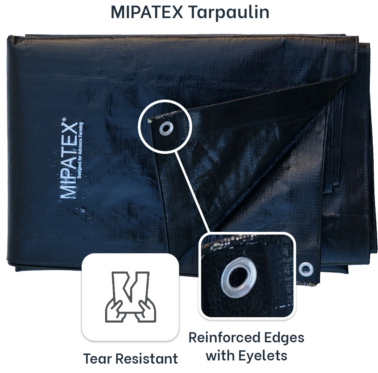 Mipatex Tarpaulin / Tirpal 11 Feet x 18 Feet 150 GSM (Black)