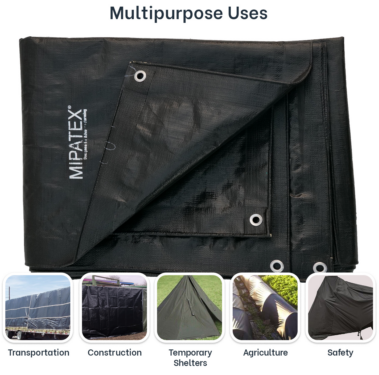 Mipatex Tarpaulin / Tirpal 14 Feet x 15 Feet 150 GSM (Black)