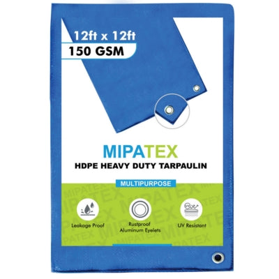 Mipatex Tarpaulin / Tirpal 11 Feet x 12 Feet 150 GSM (Blue)