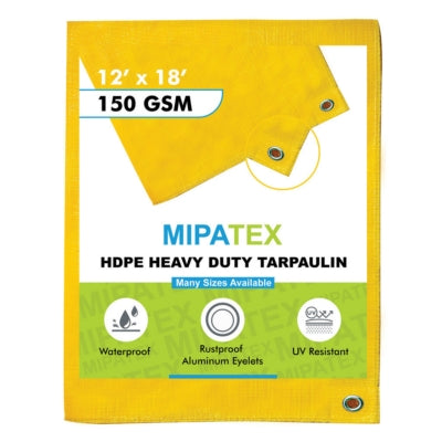 Mipatex Tarpaulin / Tirpal 11 Feet x 18 Feet 150 GSM (Yellow)