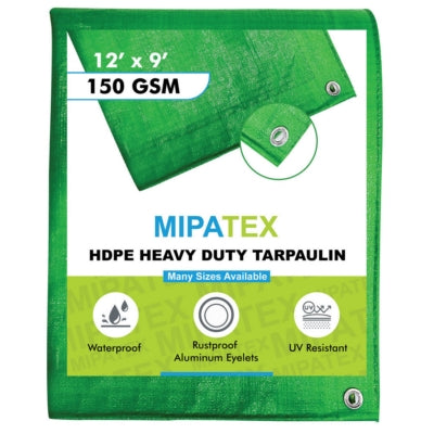 Mipatex Tarpaulin / Tirpal 15 Feet x 9 Feet 150 GSM (Green/White)