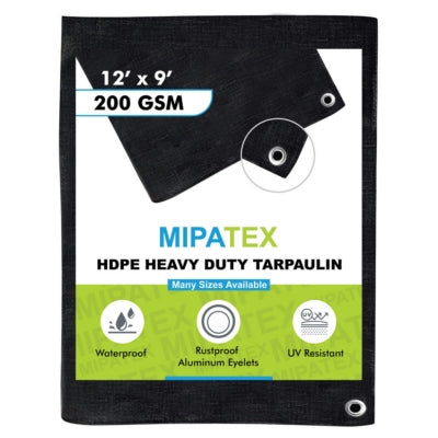 Mipatex Tarpaulin / Tirpal 11 Feet x 9 Feet 200 GSM (Black)