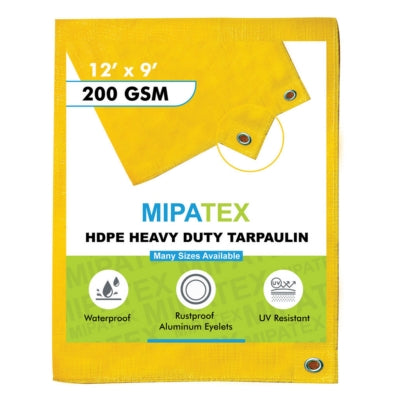 Mipatex Tarpaulin / Tirpal 11 Feet x 9 Feet 200 GSM (Yellow)