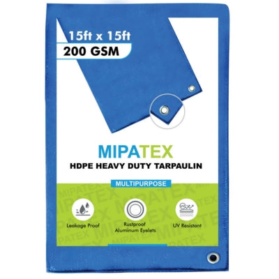 Mipatex Tarpaulin / Tirpal 14 Feet x 15 Feet 200 GSM (Blue)