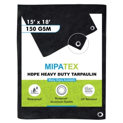 Mipatex Tarpaulin / Tirpal 14 Feet x 18 Feet 150 GSM (Black)
