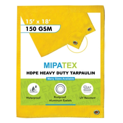 Mipatex Tarpaulin / Tirpal 14 Feet x 18 Feet 150 GSM (Yellow)