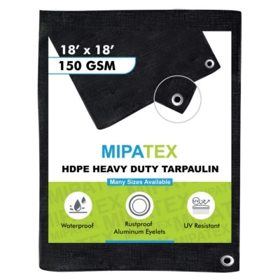 Mipatex Tarpaulin / Tirpal 18 Feet x 18 Feet 150 GSM (Black)