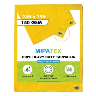 Mipatex Tarpaulin / Tirpal 24 Feet x 15 Feet 150 GSM (Yellow)