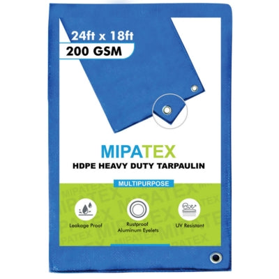 Mipatex Tarpaulin / Tirpal 27 Feet x 18 Feet 200 GSM (Blue)