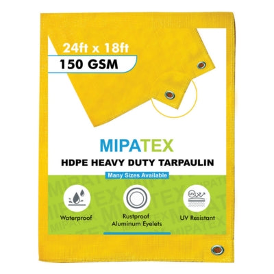 Mipatex Tarpaulin / Tirpal 24 Feet x 18 Feet 150 GSM (Yellow)