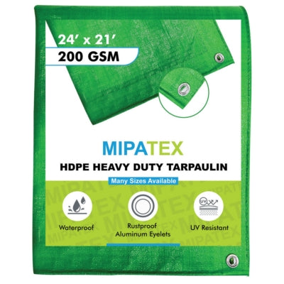 Mipatex Tarpaulin / Tirpal 24 Feet x 21 Feet 200 GSM (Green/White)