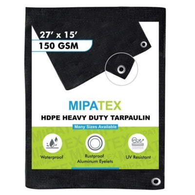 Mipatex Tarpaulin / Tirpal 27 Feet x 15 Feet 150 GSM (Black)