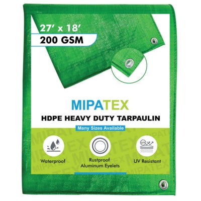 Mipatex Tarpaulin / Tirpal 27 Feet x18 Feet 200 GSM (Green/White)
