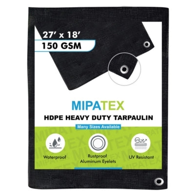 Mipatex Tarpaulin / Tirpal 27 Feet x 18 Feet 150 GSM (Black)