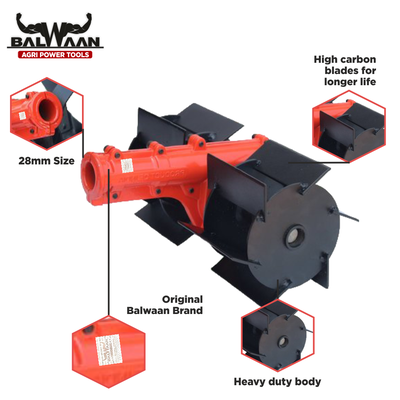 Balwaan Tiller Attachment 28mm S type - Heavy (Black)