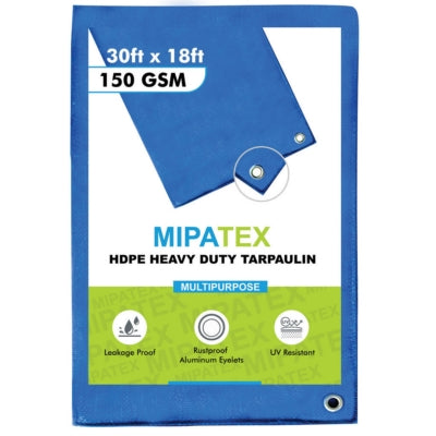 Mipatex Tarpaulin / Tirpal 30 Feet x 18 Feet 150 GSM (Blue)