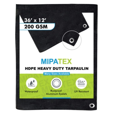 Mipatex Tarpaulin / Tirpal 36 Feet x 12 Feet 200 GSM (Black)
