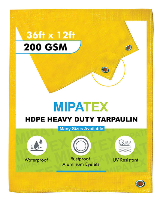 Mipatex Tarpaulin / Tirpal 36 Feet x 12 Feet 200 GSM (Yellow)