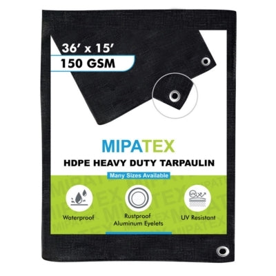 Mipatex Tarpaulin / Tirpal 36 Feet x 15 Feet 150 GSM (Black)