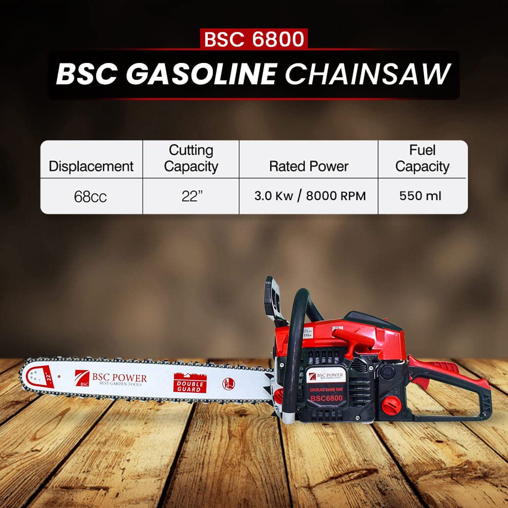 Petrol Heavy Duty Chainsaw 22 inch BSC Power 6800