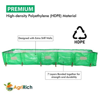 AgriRich HDPE Vermi Compost Bed 450 GSM for Organic Agriculture Manure, 12ft x 4ft x 2ft (Green)