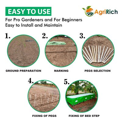 AgriRich HDPE Vermi Compost Bed 450 GSM for Organic Agriculture Manure, 10ft x 4ft x 2ft (Green)