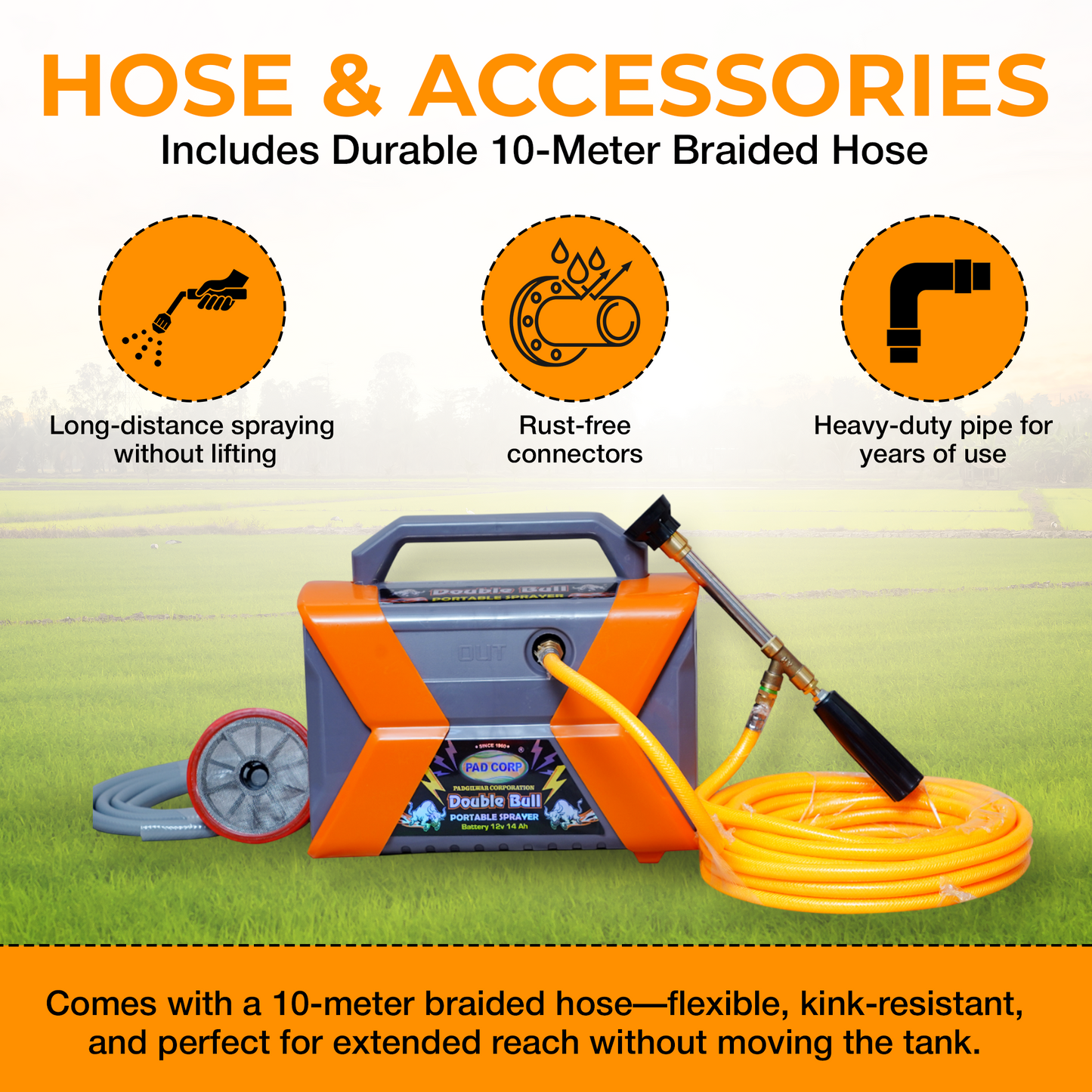 Pad Corp Portable Double Bull 12V X 14AH Double Motor Battery Sprayer