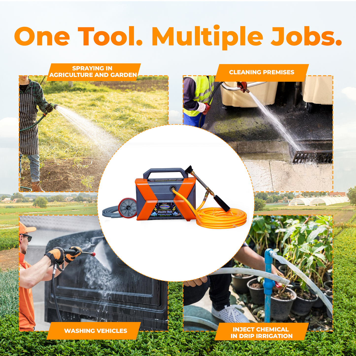 Pad Corp Portable Double Bull 12V X 14AH Double Motor Battery Sprayer