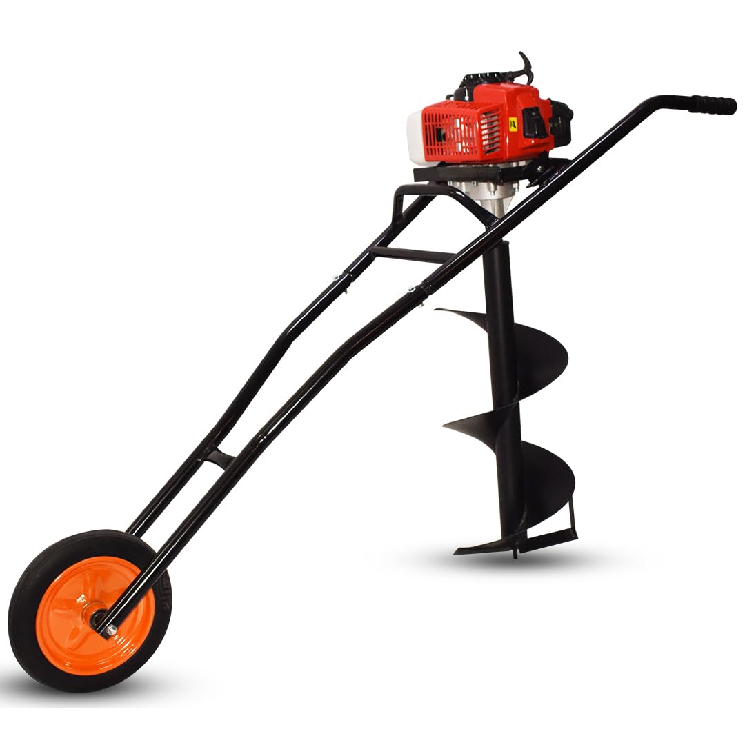 Balwaan Krishi Trolly Tree Planter 63cc 2 Stroke with 8 & 12 inch Planter, Trolley Design with Wheels for Convenient use, Free Engine Oil|BE-63T