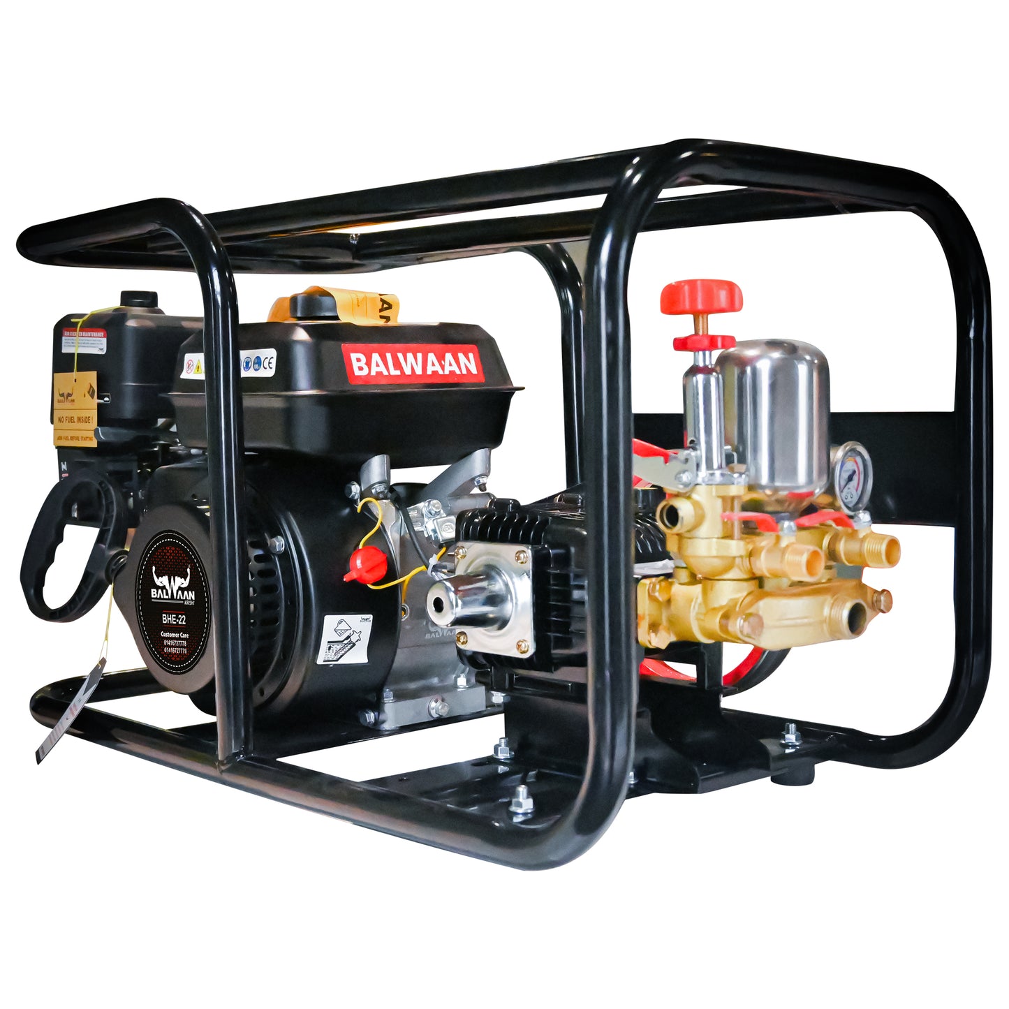 Balwaan Krishi BHE-22 Portable HTP Power Sprayer for Agriculture with 6.5 HP 4 Stroke Engine Suitable for Gardening, Agriculture Use, Get Free 50 meter Hose Pipe, 1 Engine Oil Bottle|BHE 22