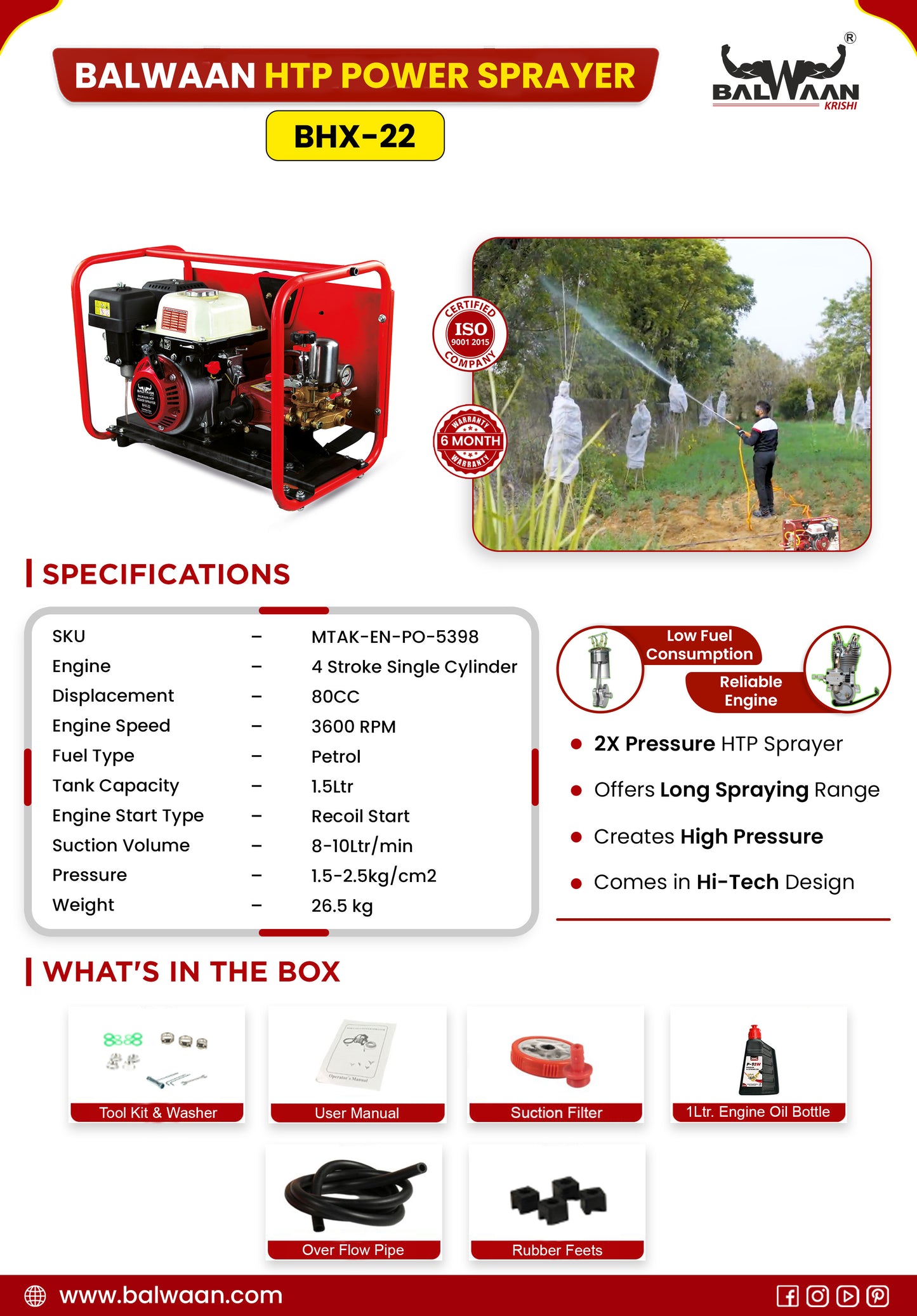 Balwaan HTP with Engine Portable Sprayer BHX-22