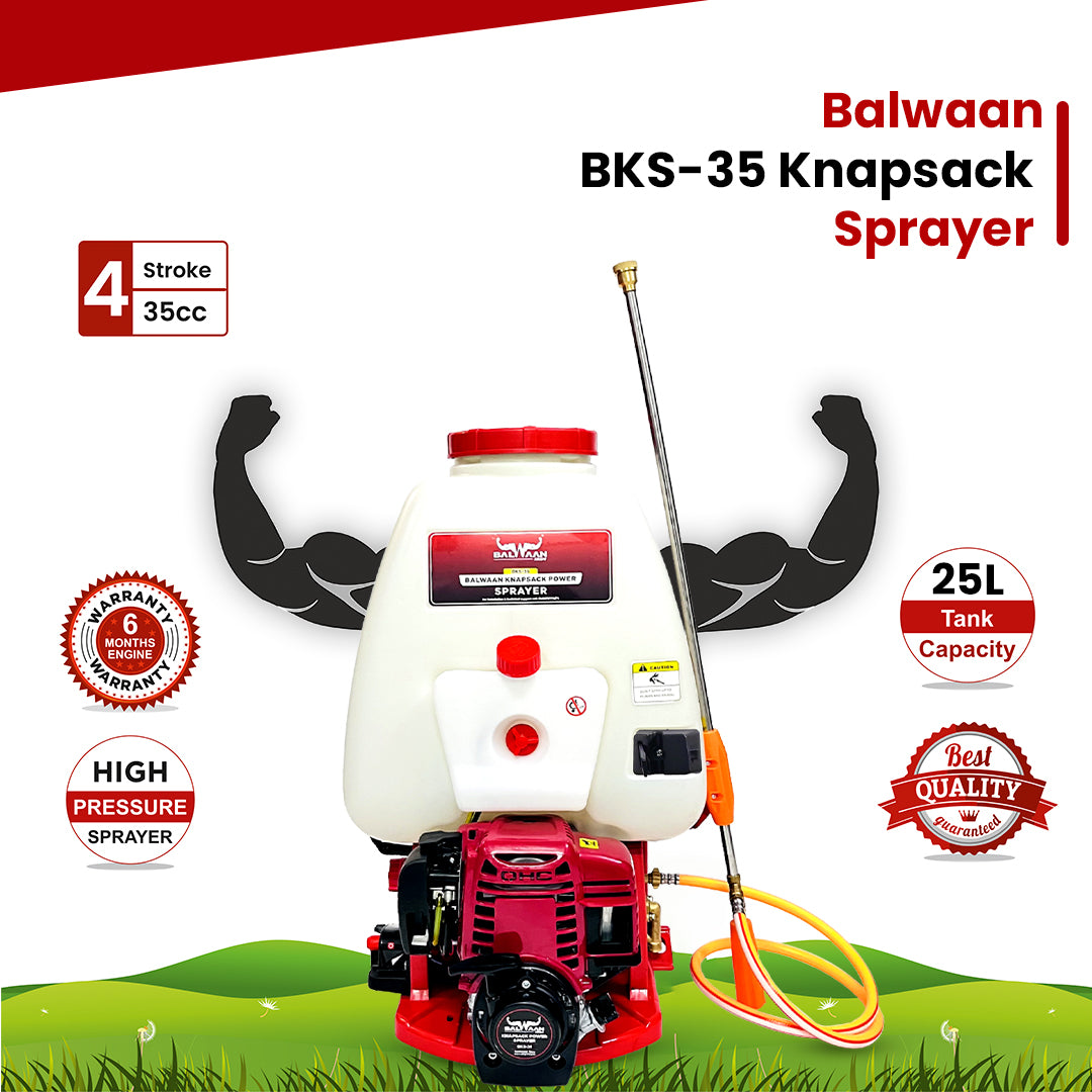Balwaan Petrol Knapsack Sprayer 35CC 4-Stroke, 25L Tank Capacity BKS-35