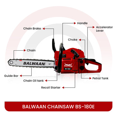 Balwaan Petrol Chainsaw BS-180E Eco 58cc 18 Inches