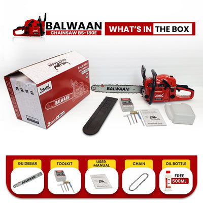 Balwaan Petrol Chainsaw BS-180E Eco 58cc 18 Inches