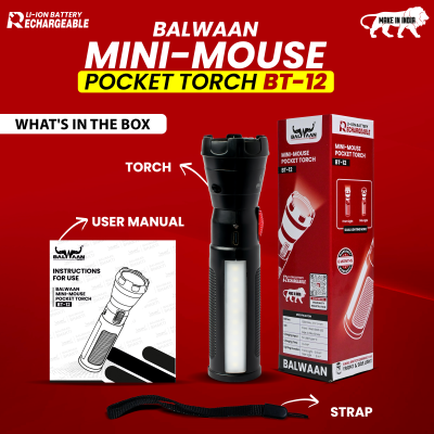 Balwaan Krishi Rechargeable LED Search Light Torch | Handheld Flashlight Torch BT-12
