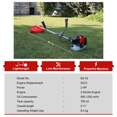 Balwaan Pragati 2 Stroke 52cc Side Pack Brush Cutter Extra Power Torque Engine|80T, 3T Blade, Tap n Go for Agriculture, Gardening, Lawn Grass Trimming Eco Series Free Engine Oil|BX-52