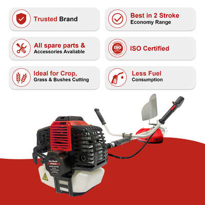 Balwaan Pragati 2 Stroke 52cc Side Pack Brush Cutter Extra Power Torque Engine|80T, 3T Blade, Tap n Go for Agriculture, Gardening, Lawn Grass Trimming Eco Series Free Engine Oil|BX-52