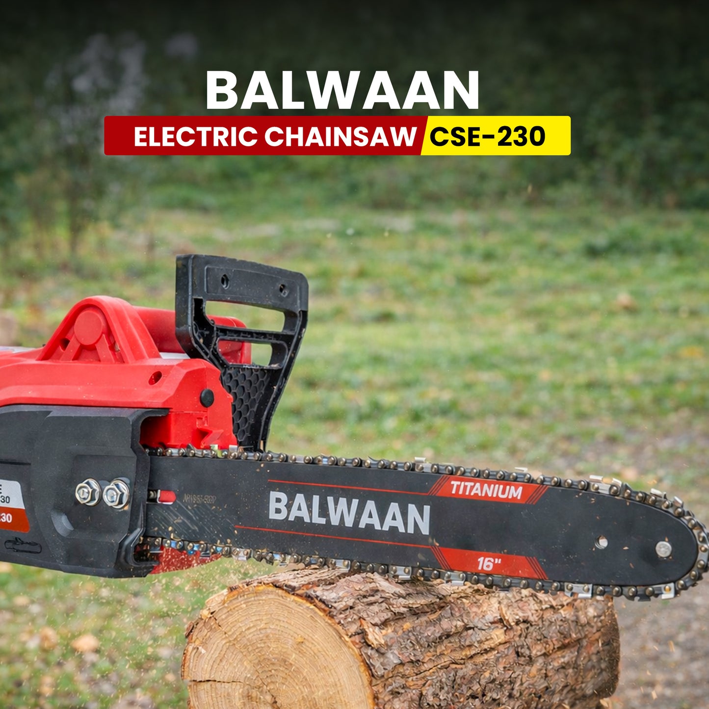 Balwaan Krishi Electric 16 Inch Chain Saw Machine for Wood Cutting | Heavy Duty Electric Chainsaw 1800W | High Power Tree & Wood Cutter for Gardening, Farm & Home Use | CSE-230