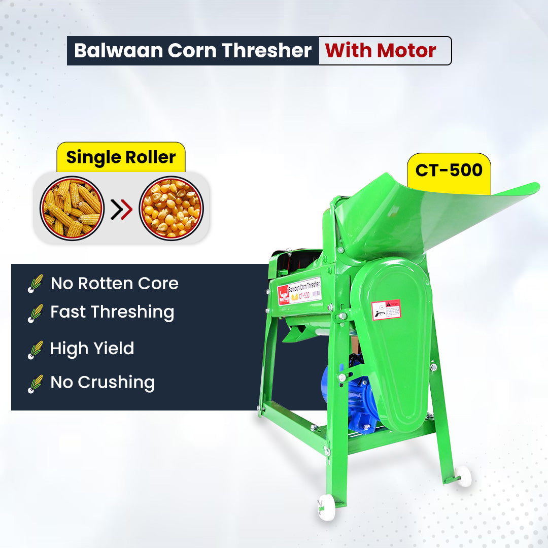 Balwaan Krishi Corn Thresher with1.3 HP High Power Motor | High Yield | Electric Corn Thresher for Agricultural Purposes | Use for Separate Corn Kernels from Cobs and Livestock Breeding| CT-500