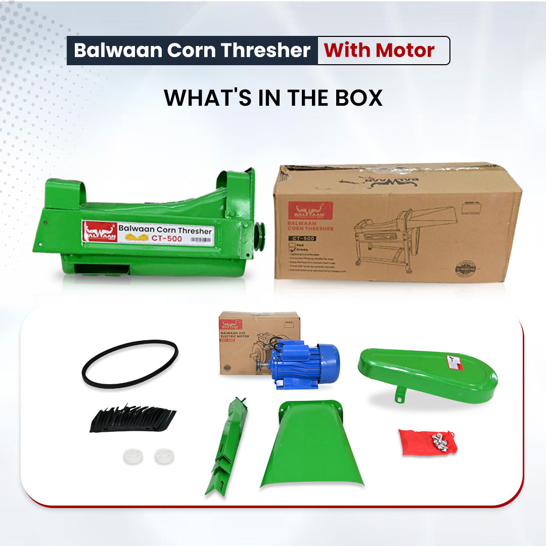 Balwaan Krishi Corn Thresher with1.3 HP High Power Motor | High Yield | Electric Corn Thresher for Agricultural Purposes | Use for Separate Corn Kernels from Cobs and Livestock Breeding| CT-500