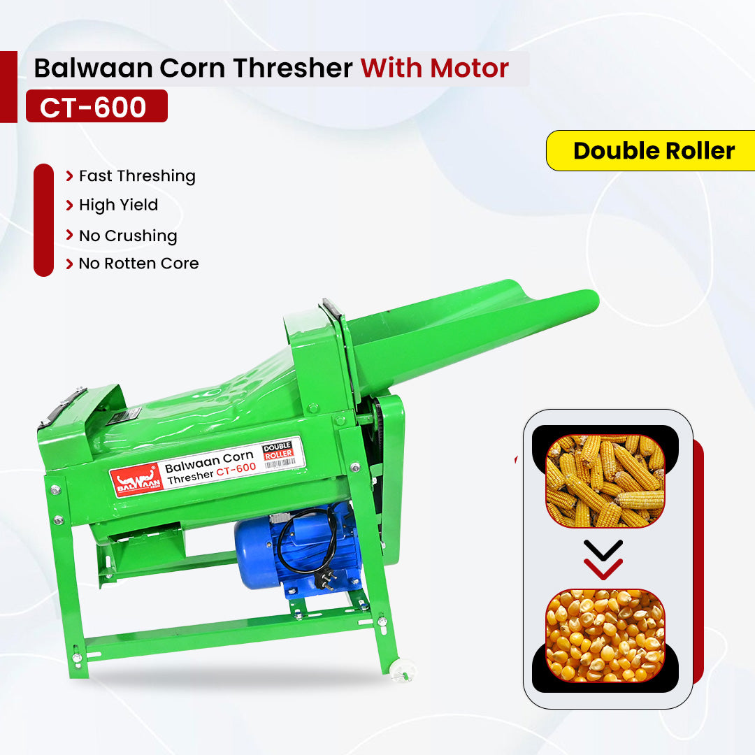 Balwaan Krishi Corn Thresher with 1.3HP High Power Motor | High Yield | Electric Corn Thresher for Agricultural Purposes | Use for Separate Corn Kernels from Cobs and Livestock Breeding|CT-600