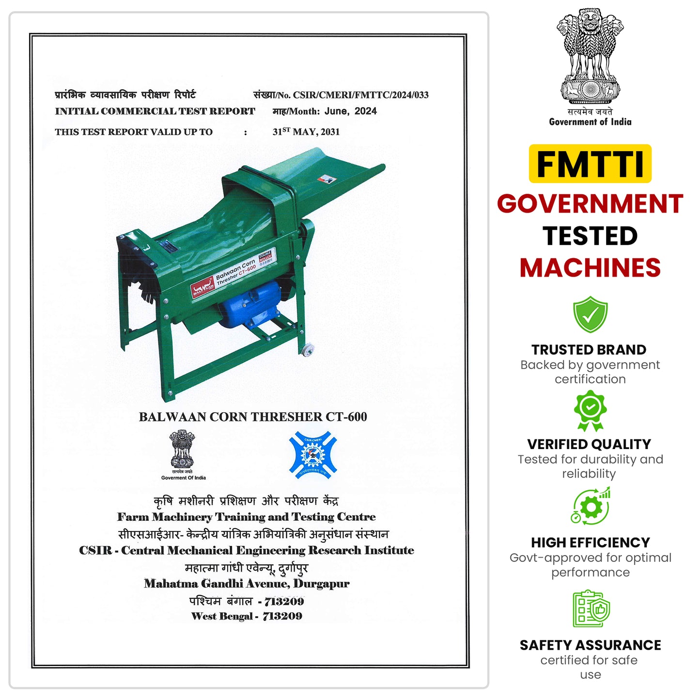 Balwaan Krishi Corn Thresher with 1.3HP High Power Motor | High Yield | Electric Corn Thresher for Agricultural Purposes | Use for Separate Corn Kernels from Cobs and Livestock Breeding|CT-600