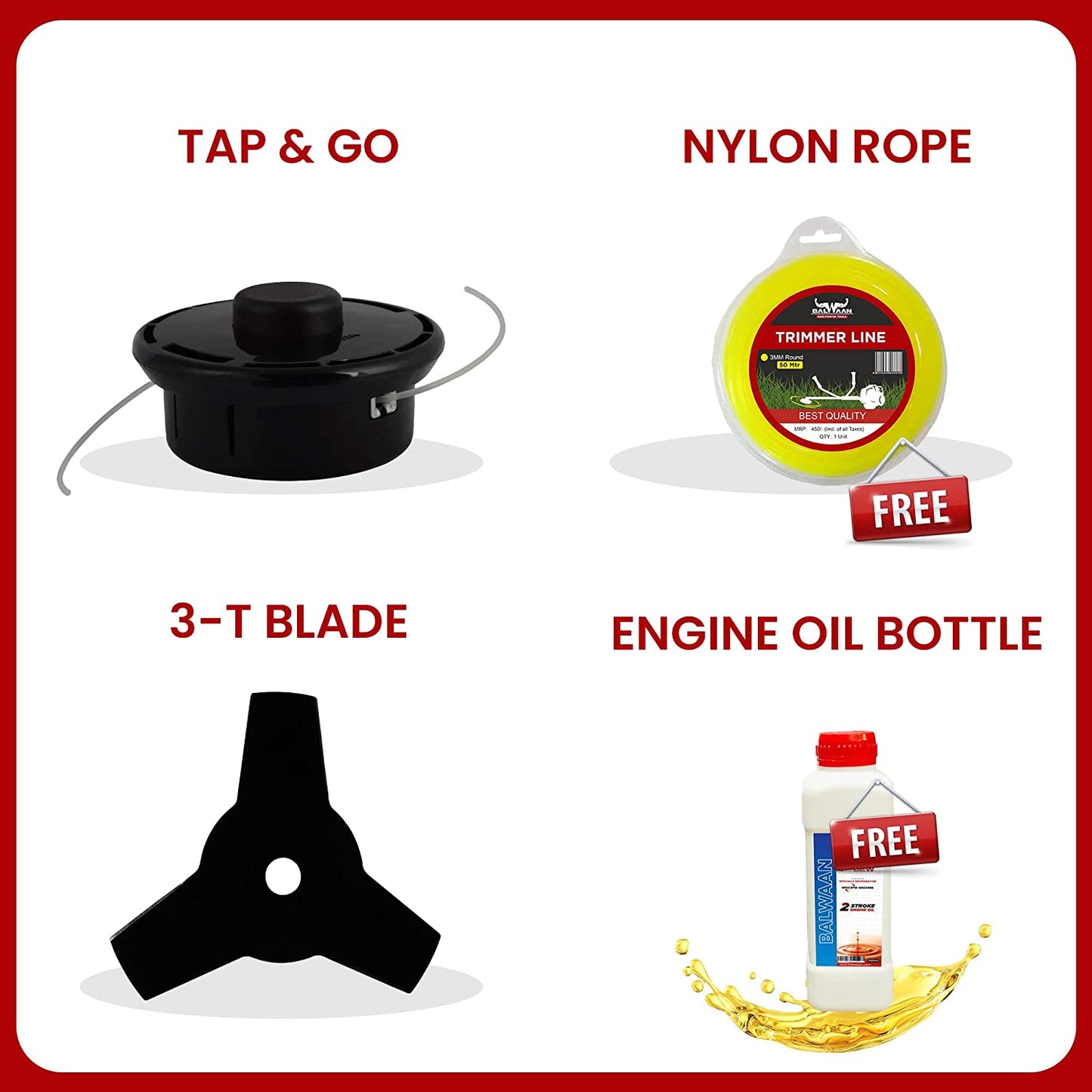 Balwaan Pragati 2 Stroke 52cc Side Pack Brush Cutter Extra Power Torque Engine|80T, 3T Blade, Tap n Go for Agriculture, Gardening, Lawn Grass Trimming Eco Series Free Engine Oil|BX-52