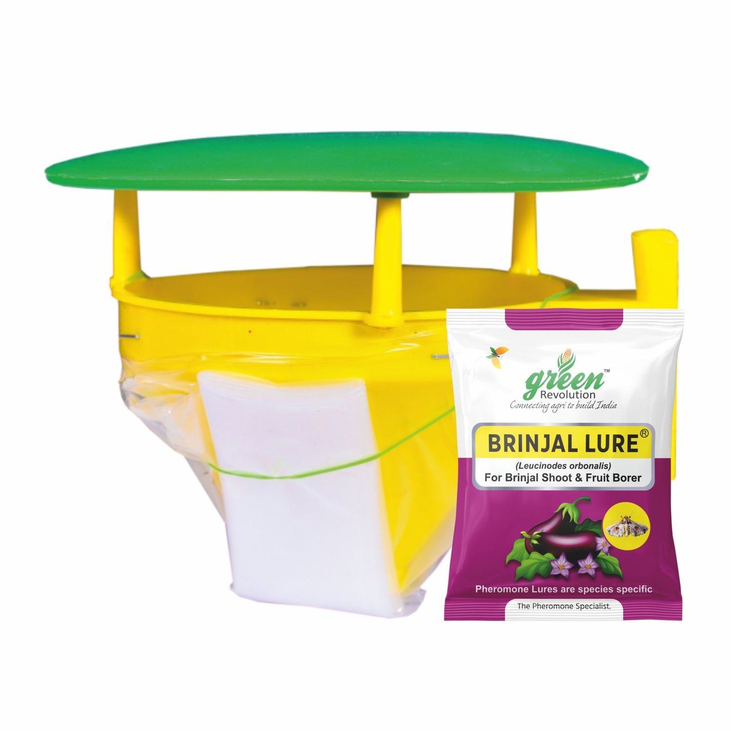 Green Revolution Combo Pack of Funnel Pheromone Trap + Brinjal Pheromone Lure (for Brinjal Fruit & Shoot Borer)