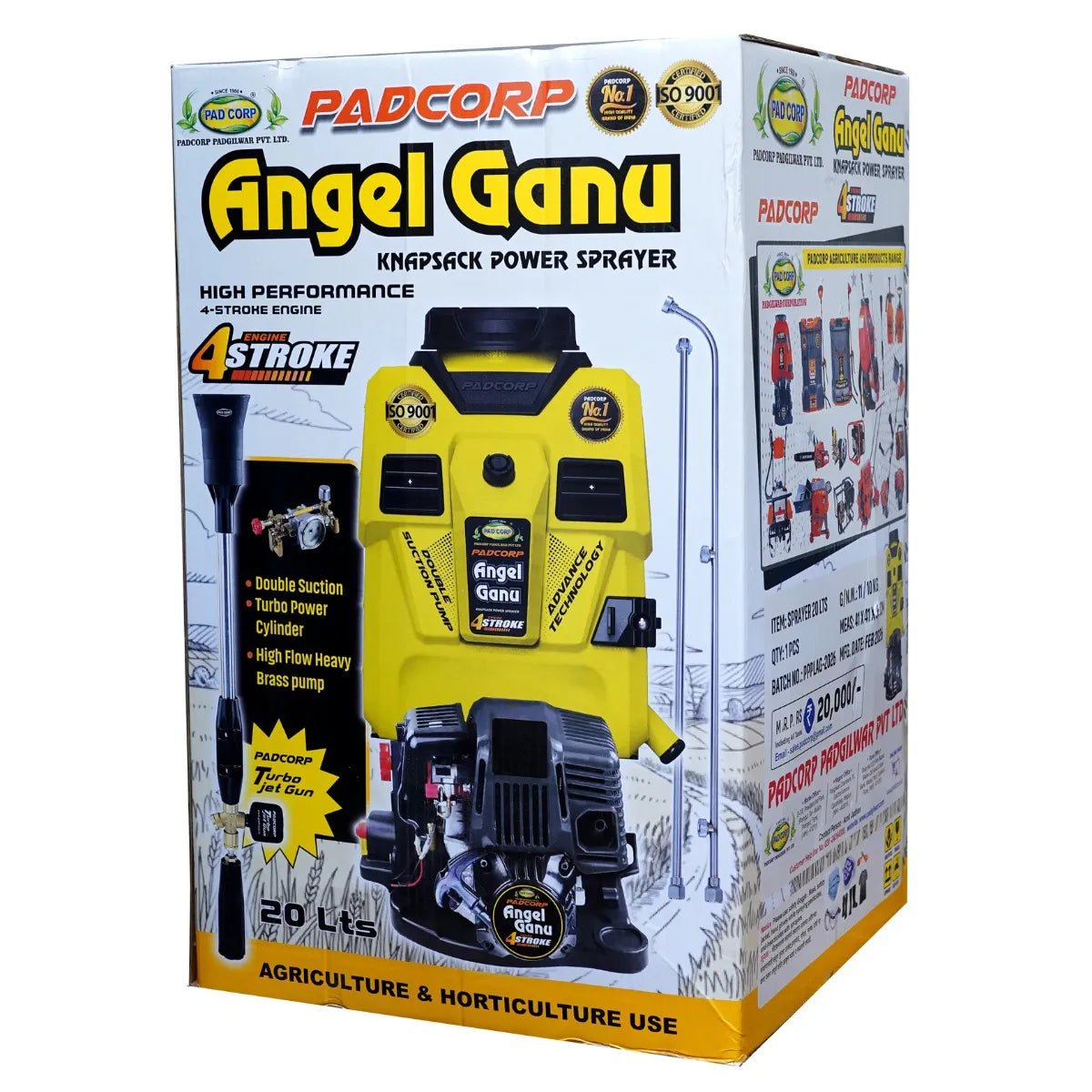 Pad Corp Ganu 4-Stroke 20L Knapsack Sprayer | 36cc Easy Start Petrol Engine