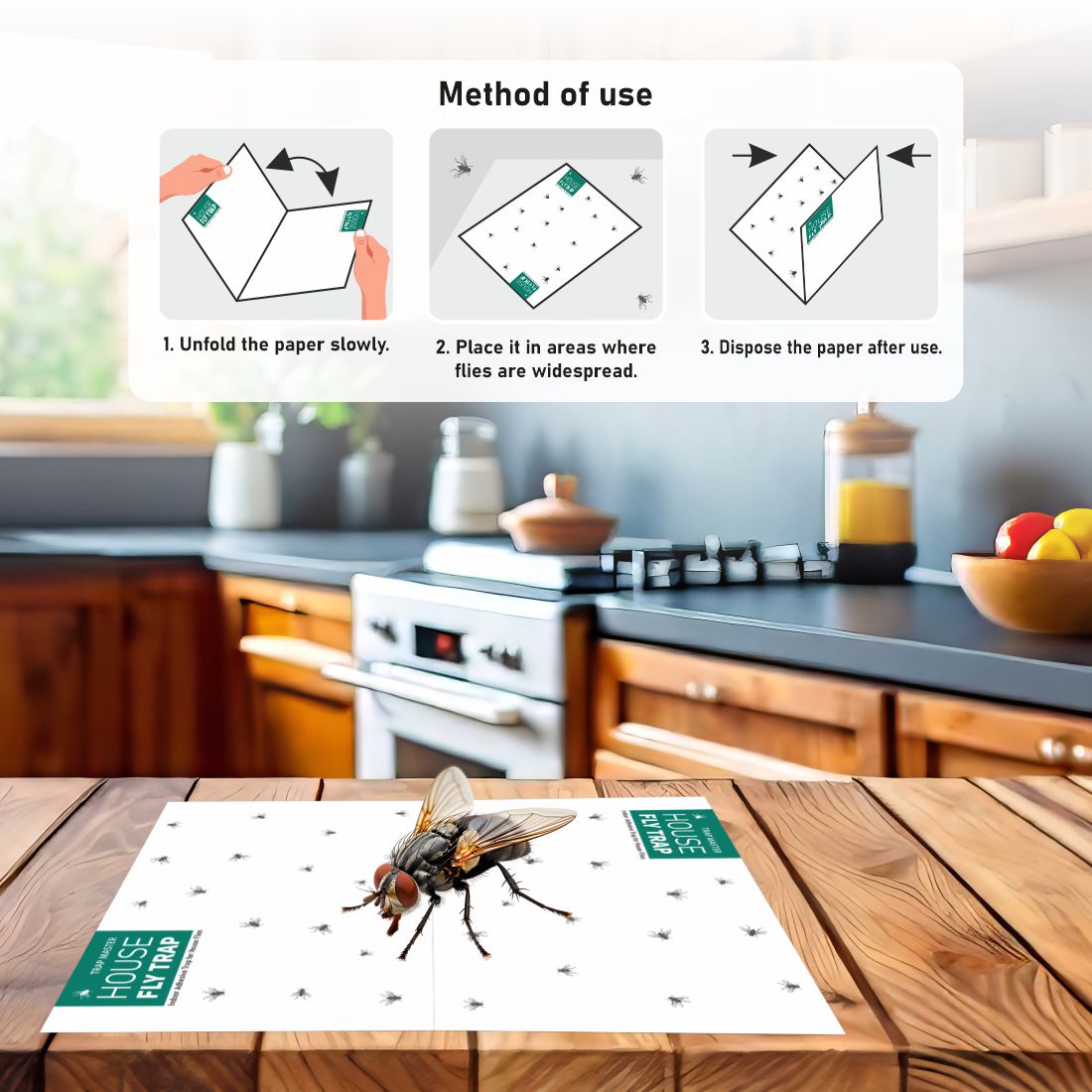 Green Revolution House Fly Trap, Glue Trap for Housefly, Poultry Flies, Sticky Paper