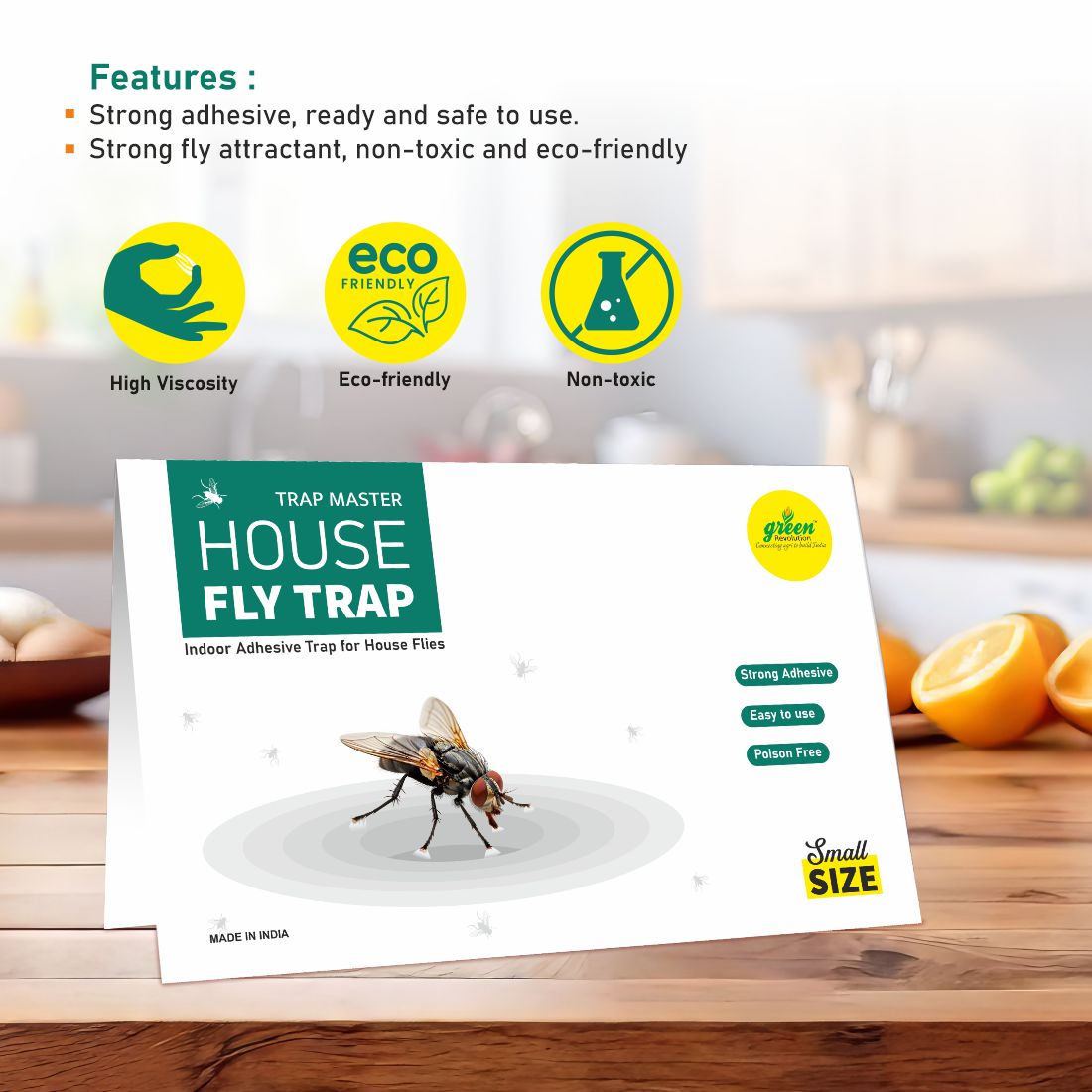 Green Revolution House Fly Trap, Glue Trap for Housefly, Poultry Flies, Sticky Paper